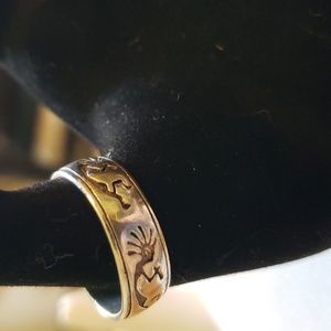 Sterling Silver Kokopelli Shadow Box Inlaid Band Ring